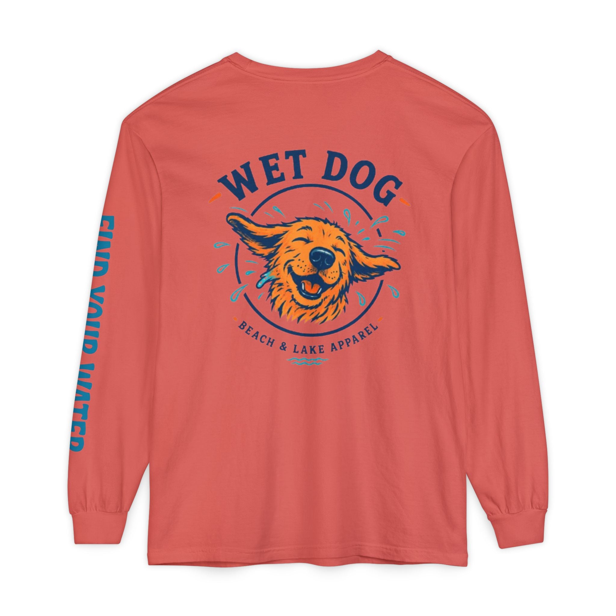 Wet Dog Shake Logo Long Sleeve T-Shirt | Find Your Water sleeve print