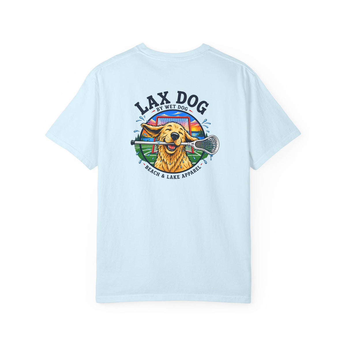 Lax Dog Unisex T-Shirt — Wet Dog Lax Lacrosse Beach Graphic Tee