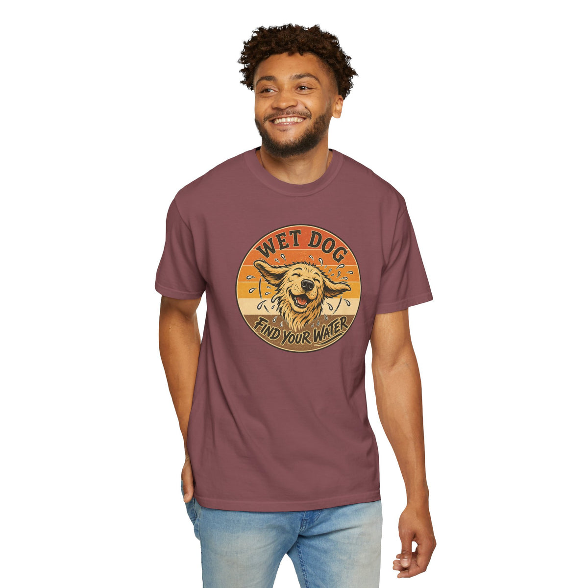 Wet Dog Find Your Water T-shirt | Retro Golden Retriever Graphic