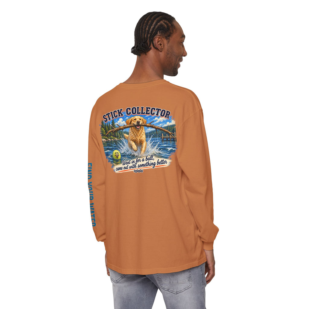 Wet Dog "Stick Collector" graphic Long Sleeve T-Shirt | find your water sleeve print