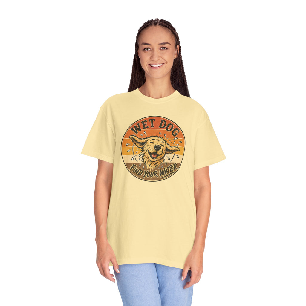 Wet Dog Find Your Water T-shirt | Retro Golden Retriever Graphic