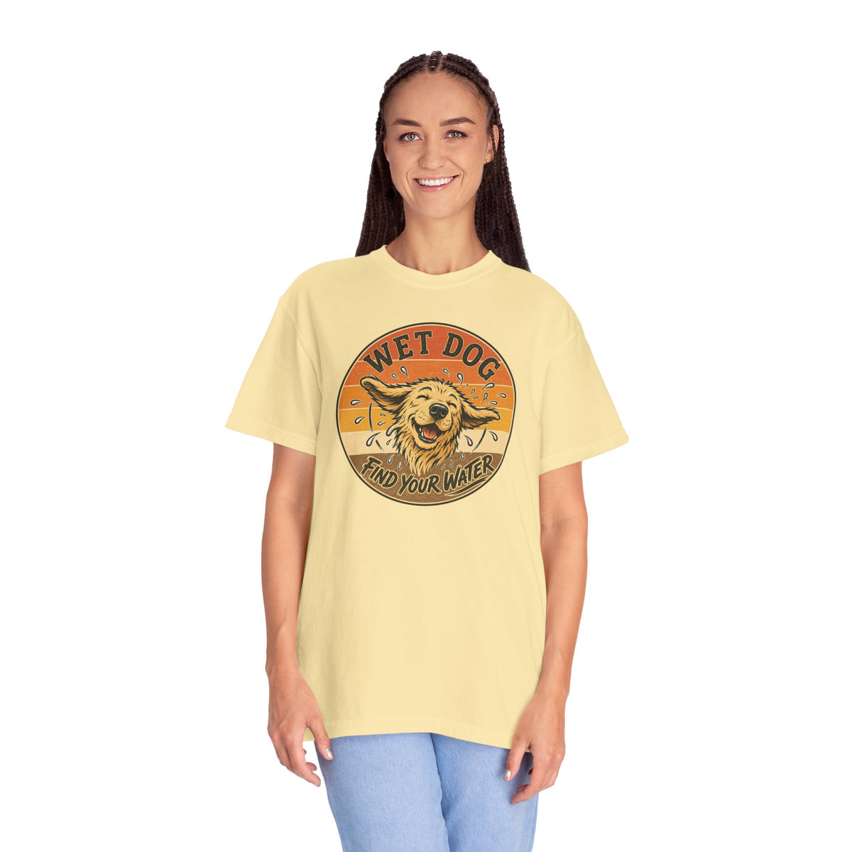 Wet Dog Find Your Water T-shirt | Retro Golden Retriever Graphic