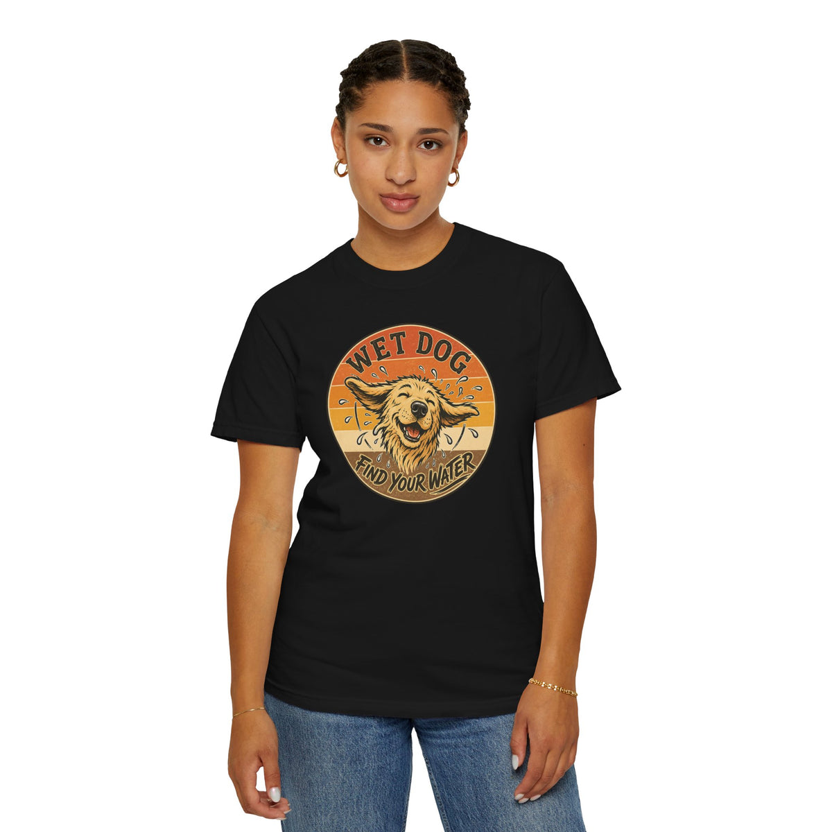 Wet Dog Find Your Water T-shirt | Retro Golden Retriever Graphic