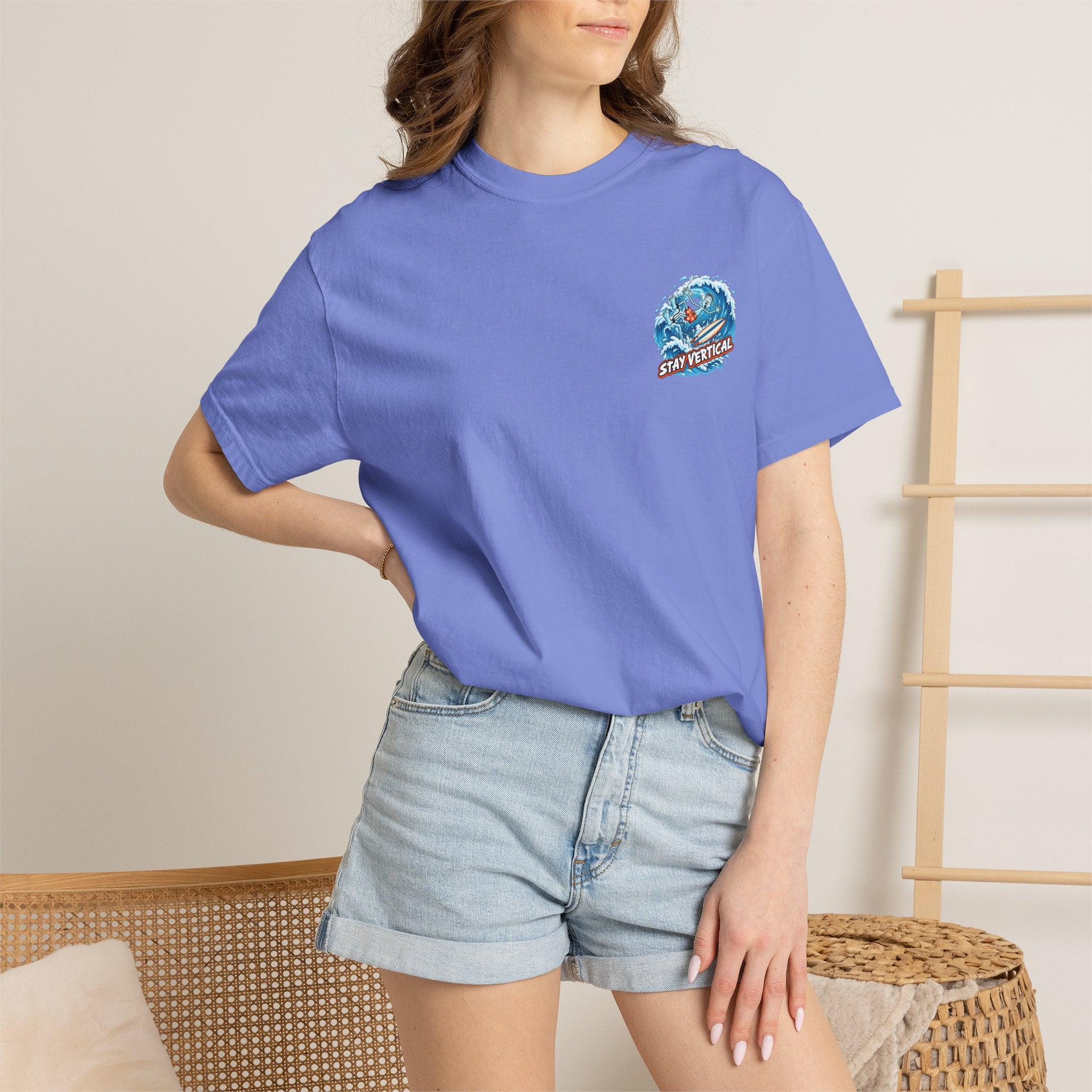 Stay Vertical Surfing Shirt | Surf Wave Sunset T-Shirt