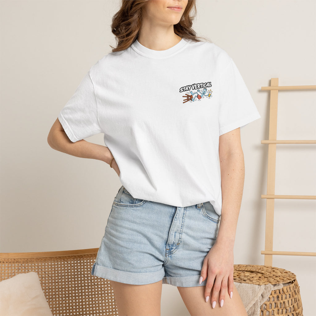 Stay Vertical Fall off Bar Stool T-shirt | Tropical Beach Bar Stool Fall