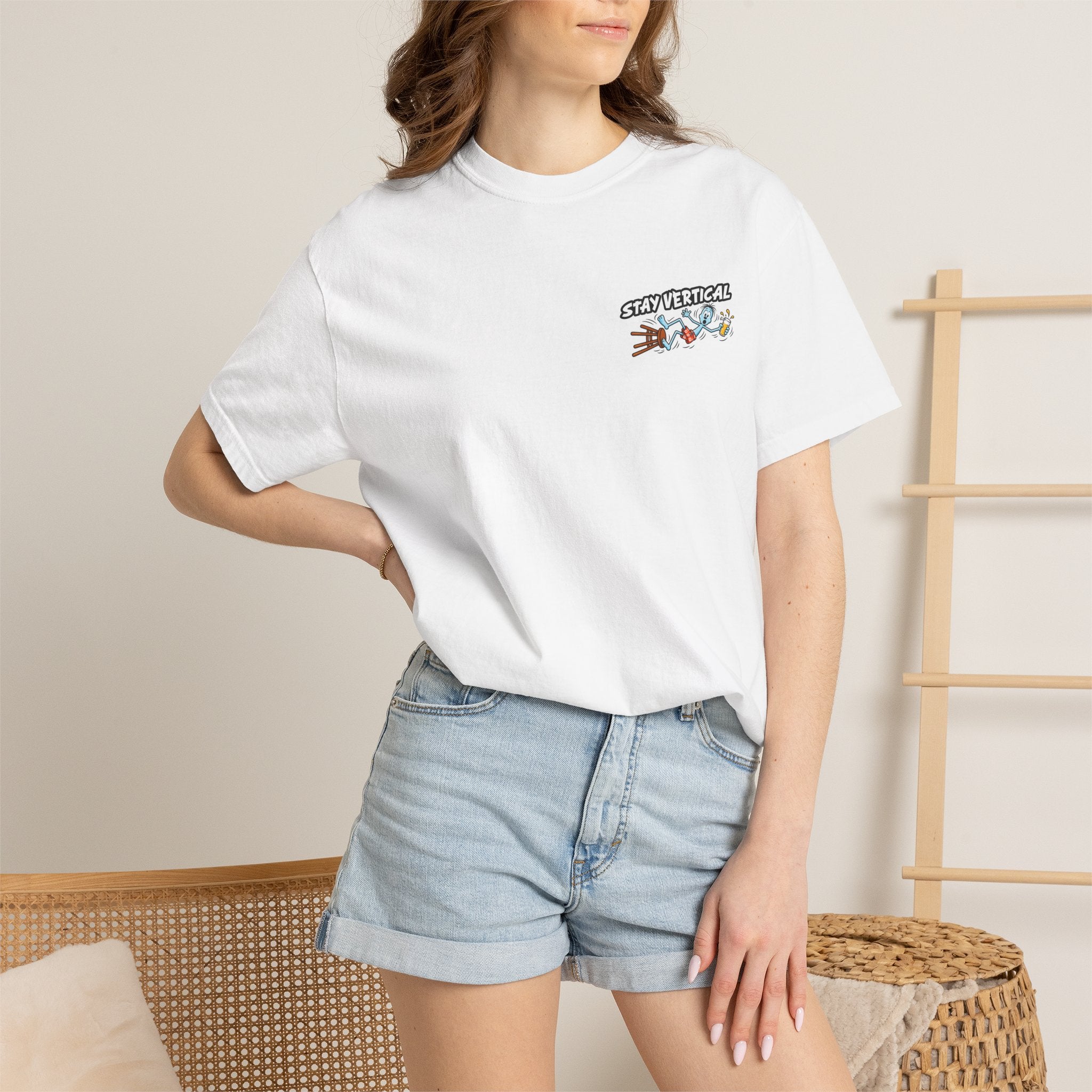 Stay Vertical Fall off Bar Stool T-shirt | Tropical Beach Bar Stool Fall