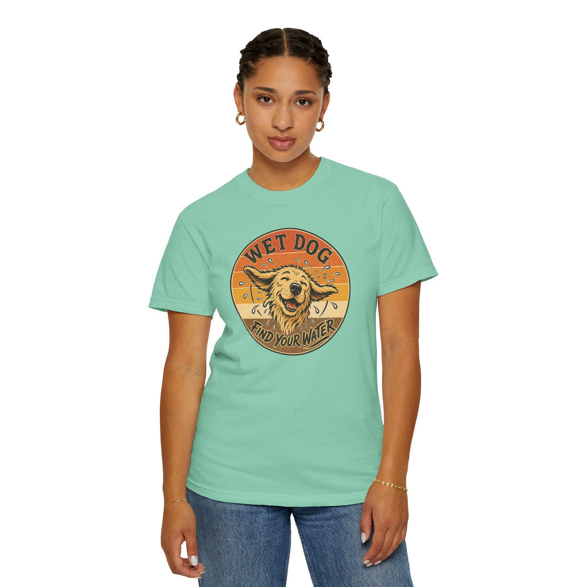 Wet Dog Find Your Water T-shirt | Retro Golden Retriever Graphic