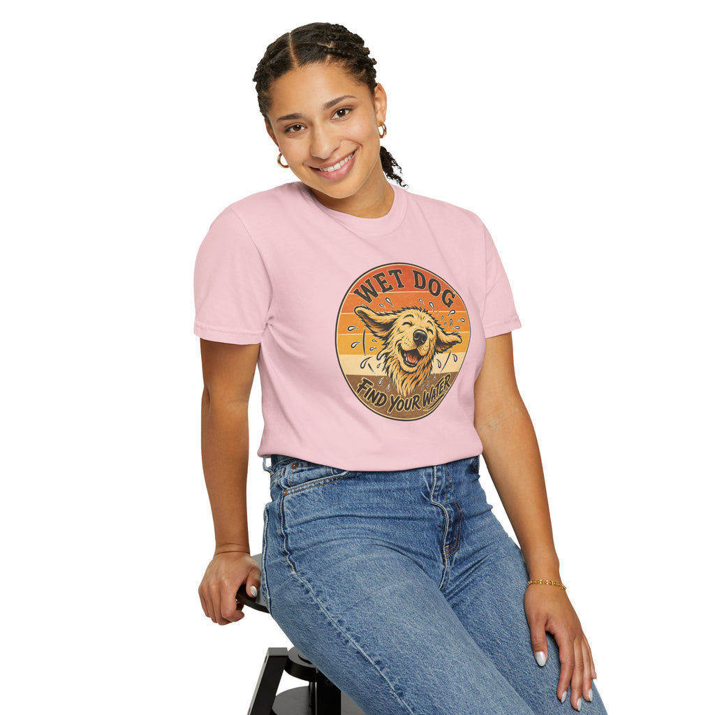 Wet Dog Find Your Water T-shirt | Retro Golden Retriever Graphic