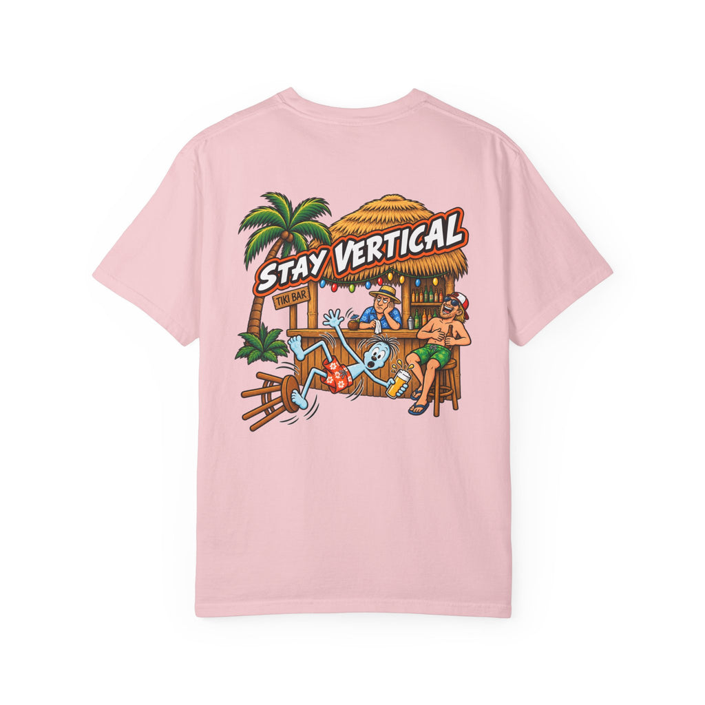Stay Vertical Fall off Bar Stool T-shirt | Tropical Beach Bar Stool Fall