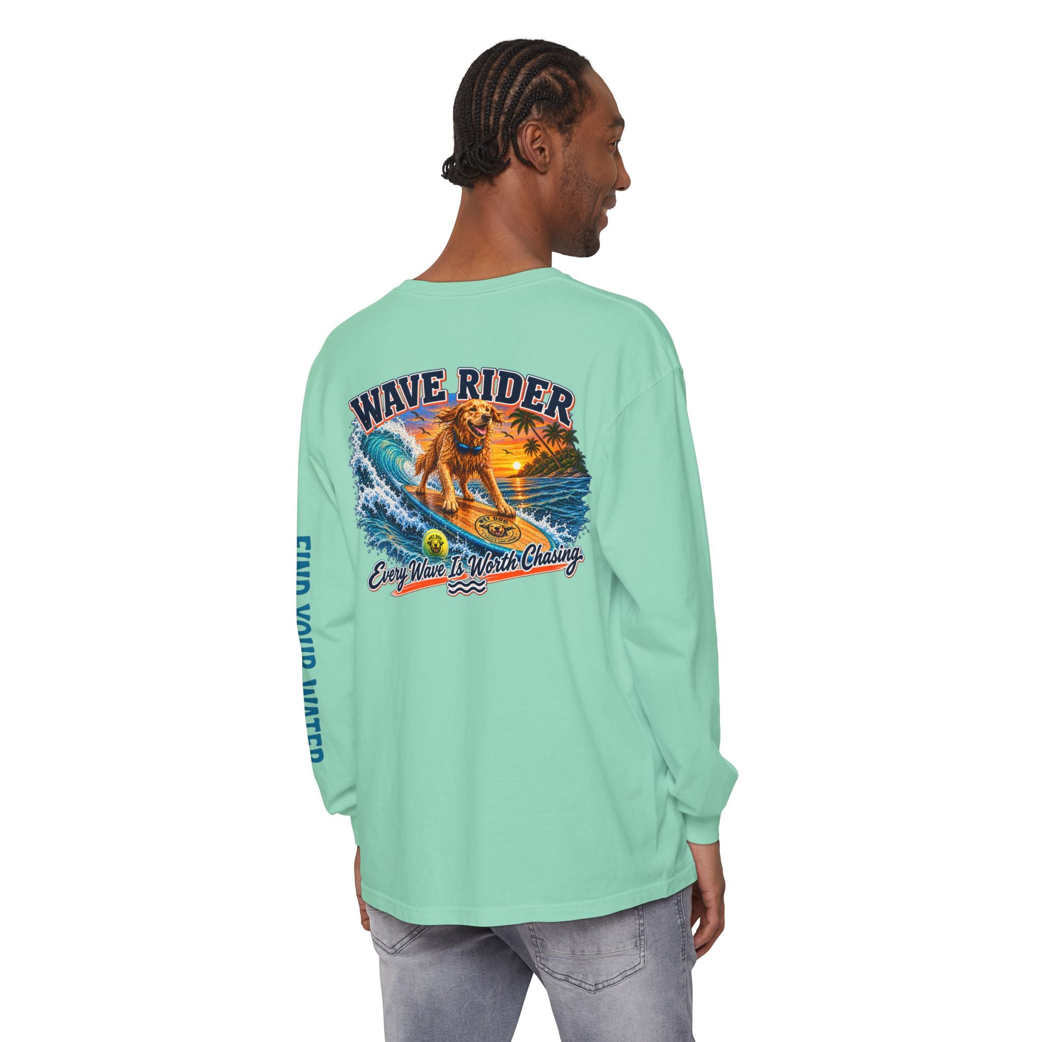 Wet Dog "Wave Rider" Long Sleeve T-Shirt | Find Your Water sleeve print