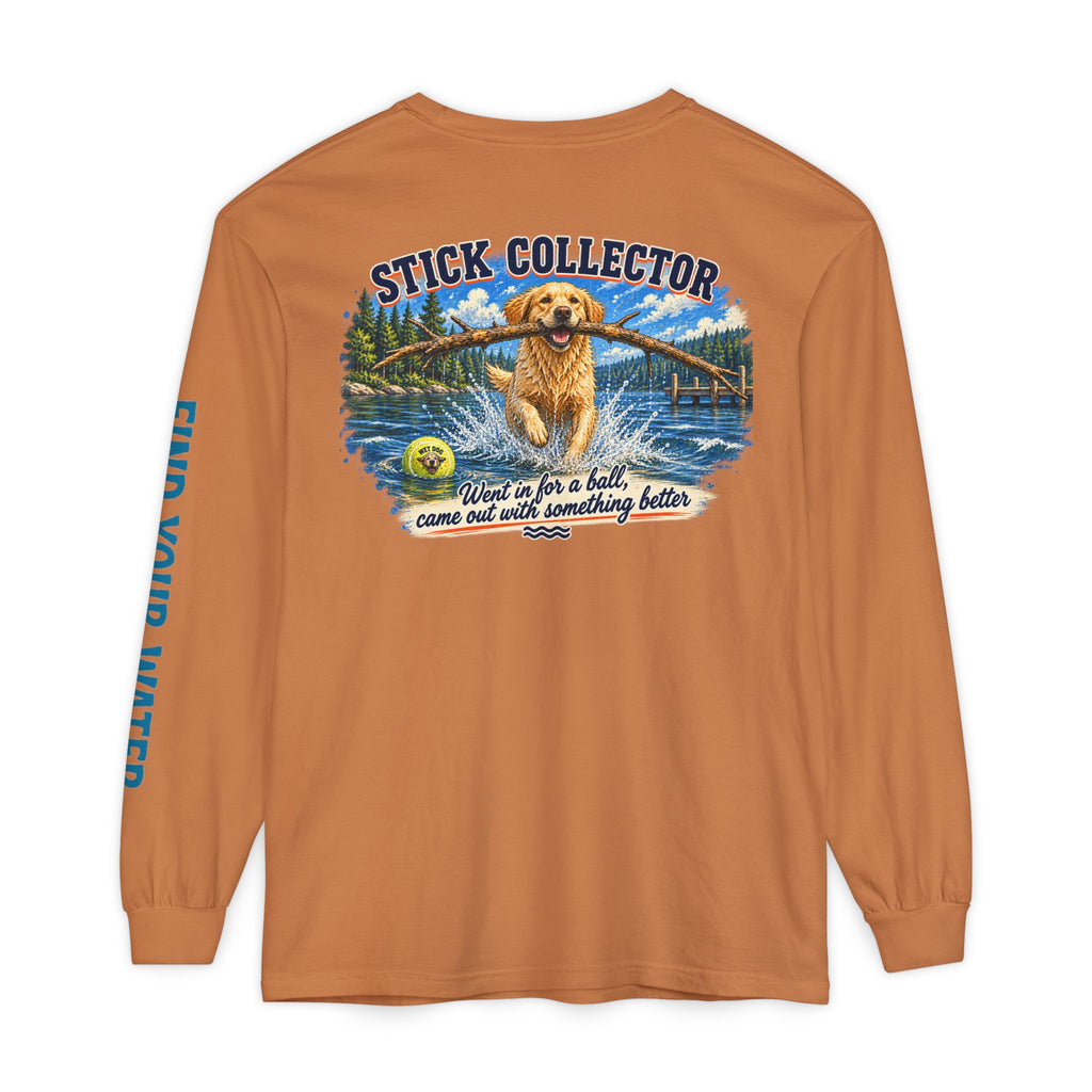 Wet Dog "Stick Collector" graphic Long Sleeve T-Shirt | find your water sleeve print