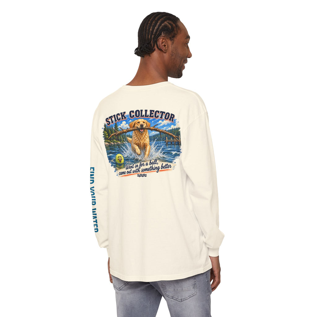 Wet Dog "Stick Collector" graphic Long Sleeve T-Shirt | find your water sleeve print