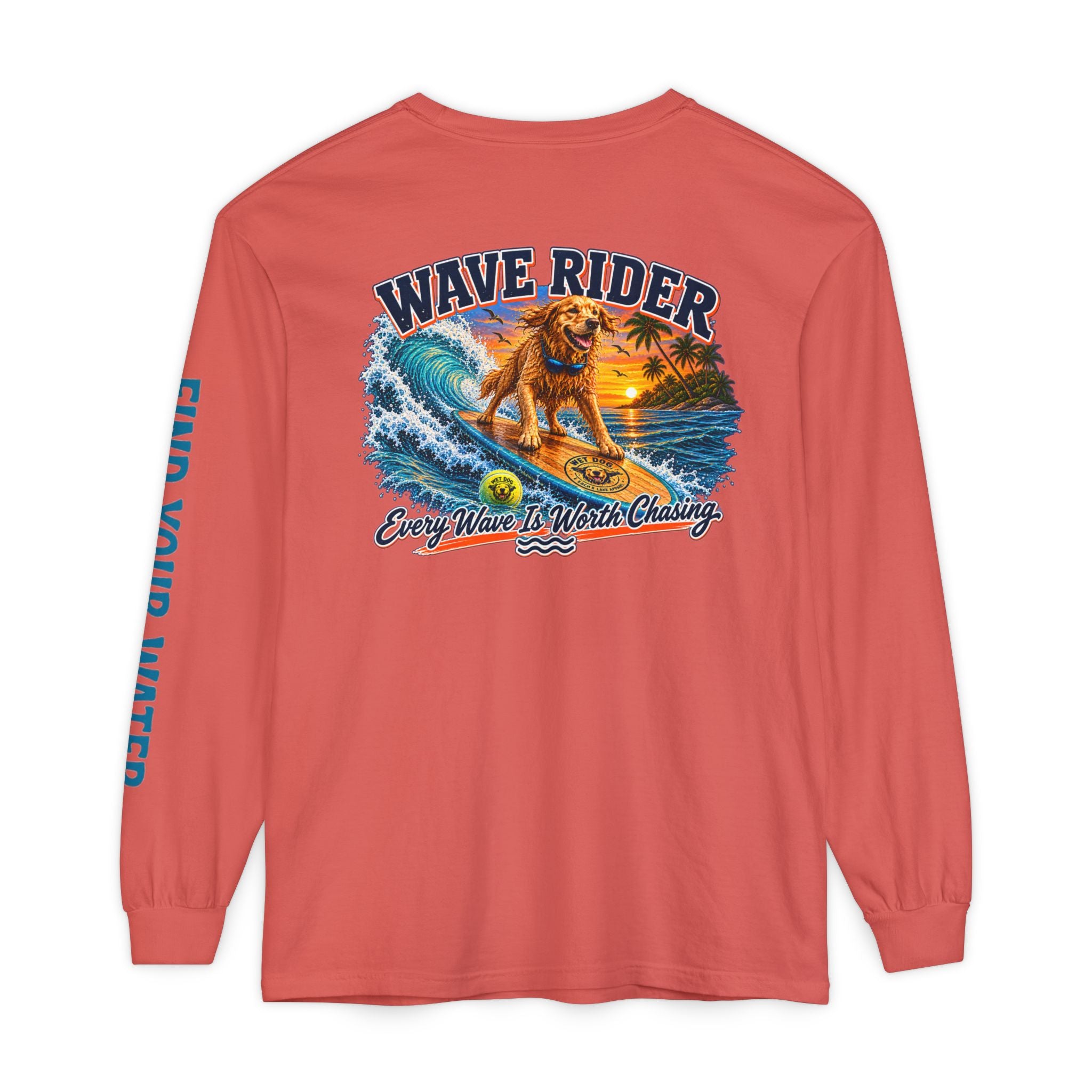 Wet Dog "Wave Rider" Long Sleeve T-Shirt | Find Your Water sleeve print
