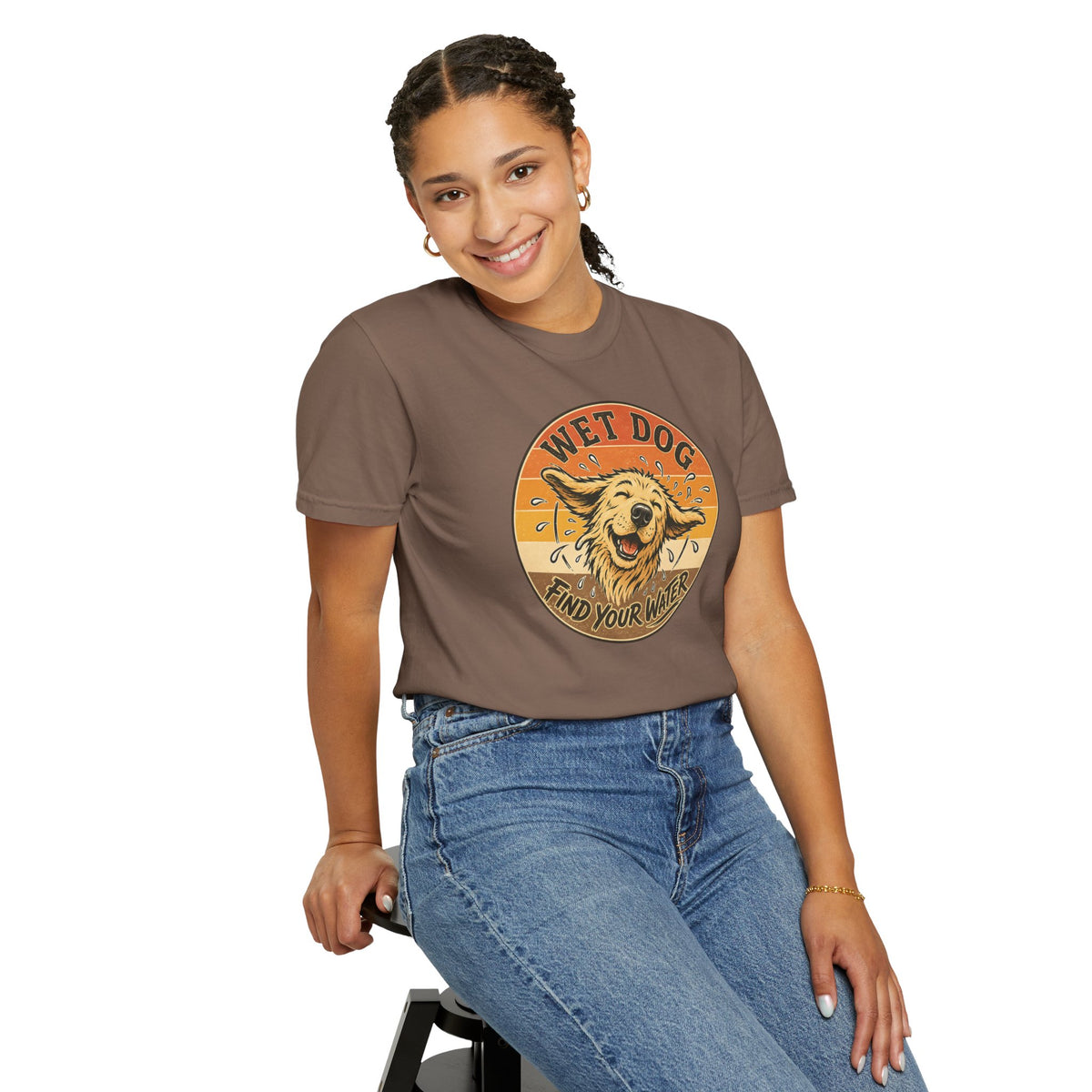 Wet Dog Find Your Water T-shirt | Retro Golden Retriever Graphic