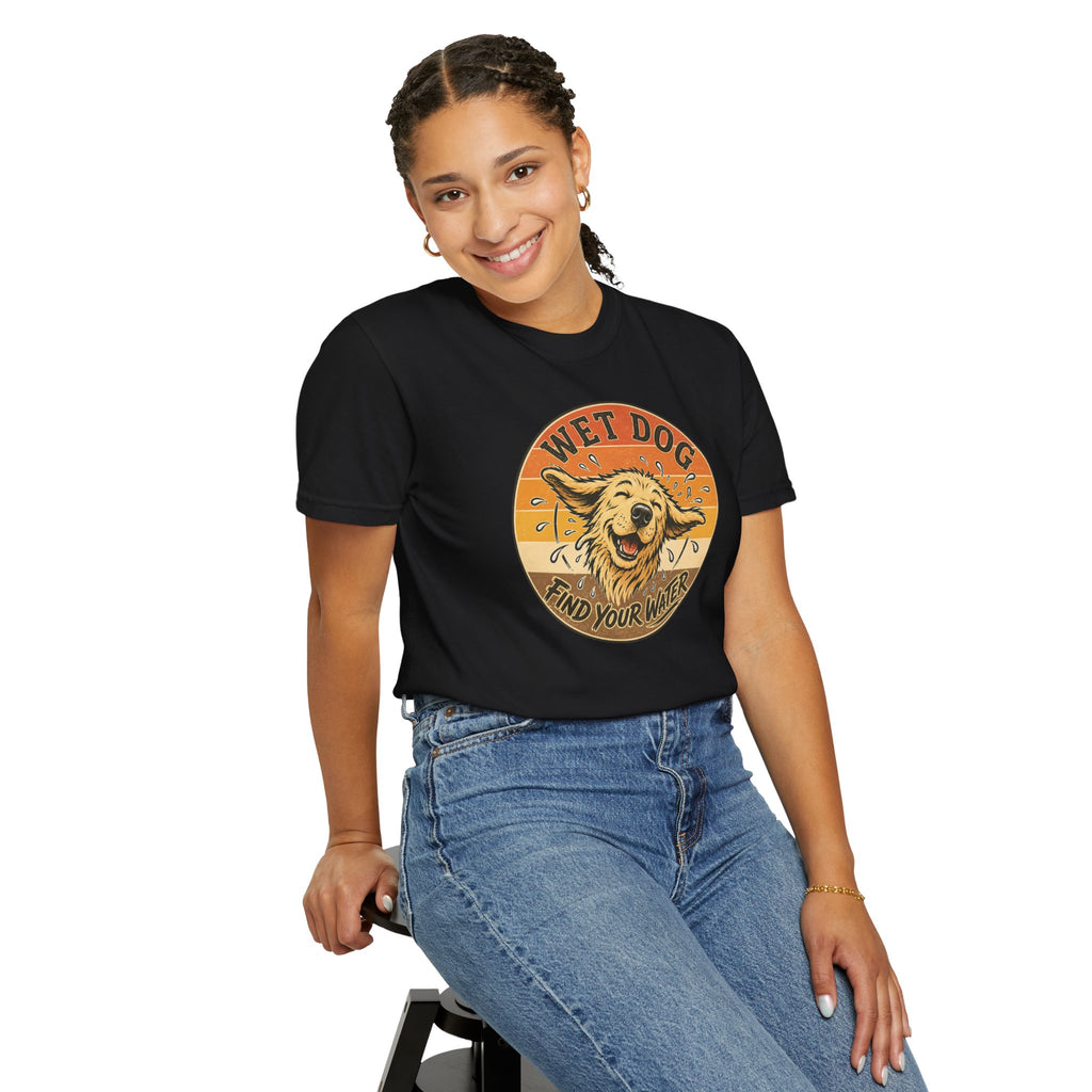 Wet Dog Find Your Water T-shirt | Retro Golden Retriever Graphic