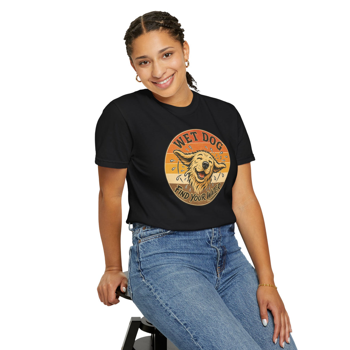 Wet Dog Find Your Water T-shirt | Retro Golden Retriever Graphic