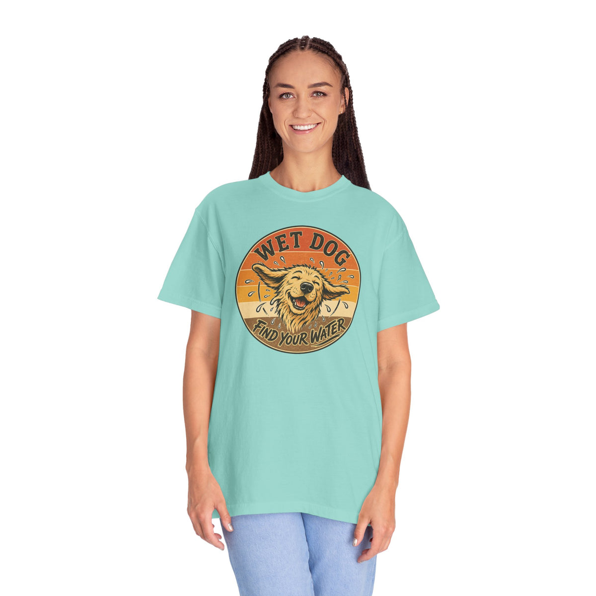 Wet Dog Find Your Water T-shirt | Retro Golden Retriever Graphic