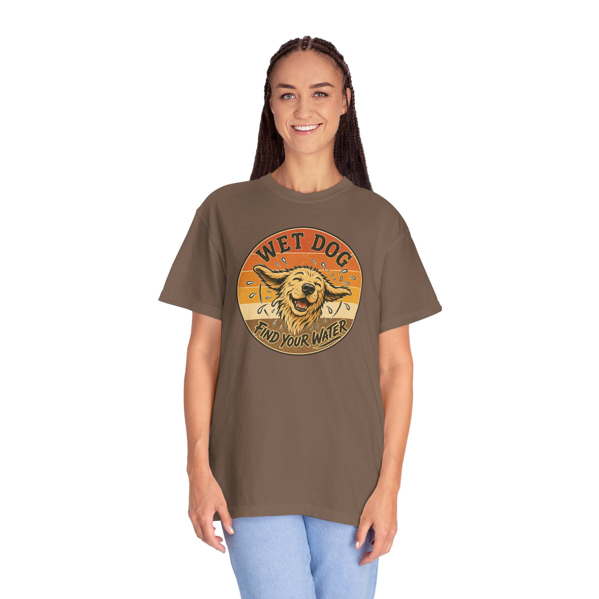 Wet Dog Find Your Water T-shirt | Retro Golden Retriever Graphic