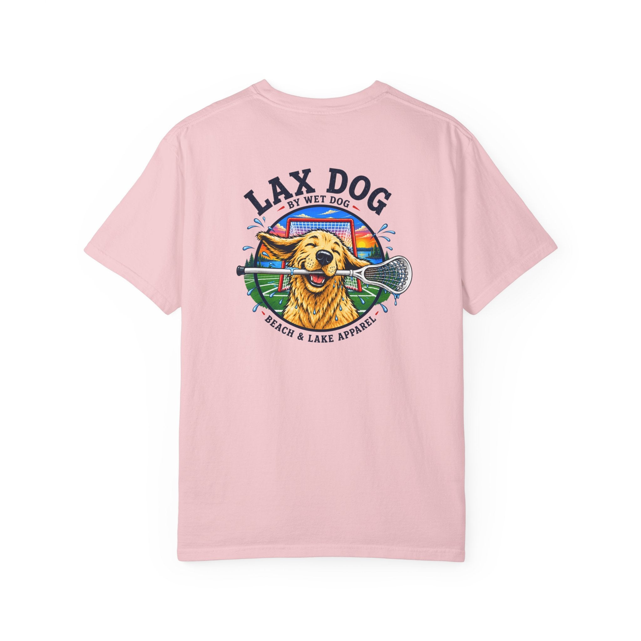 Lax Dog Unisex T-Shirt — Wet Dog Lax Lacrosse Beach Graphic Tee