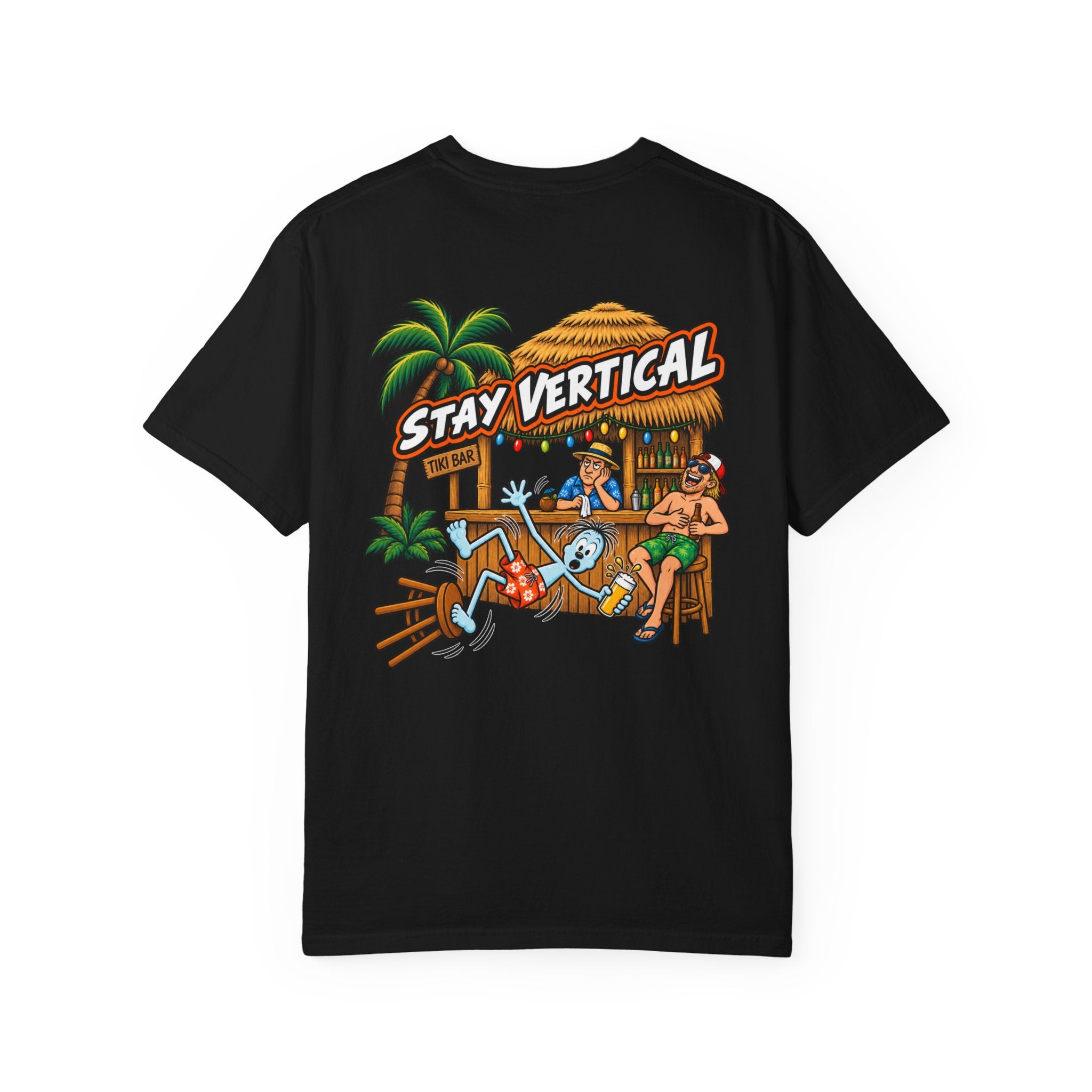 Stay Vertical Fall off Bar Stool T-shirt | Tropical Beach Bar Stool Fall