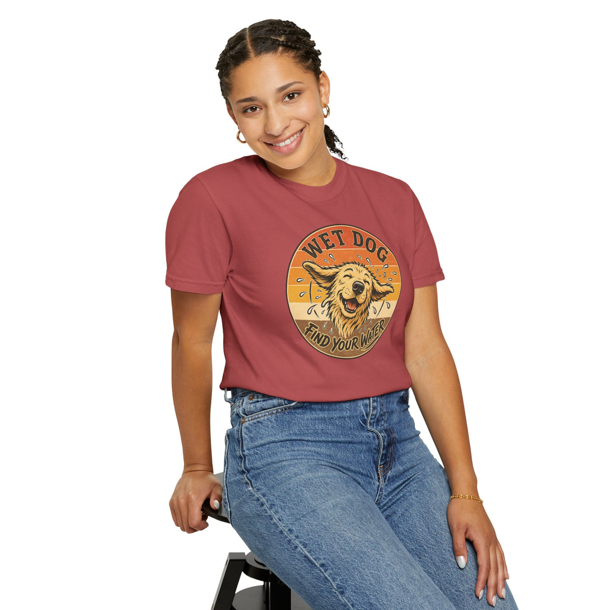 Wet Dog Find Your Water T-shirt | Retro Golden Retriever Graphic