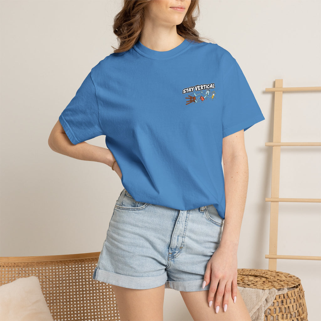 Stay Vertical Fall off Bar Stool T-shirt | Tropical Beach Bar Stool Fall