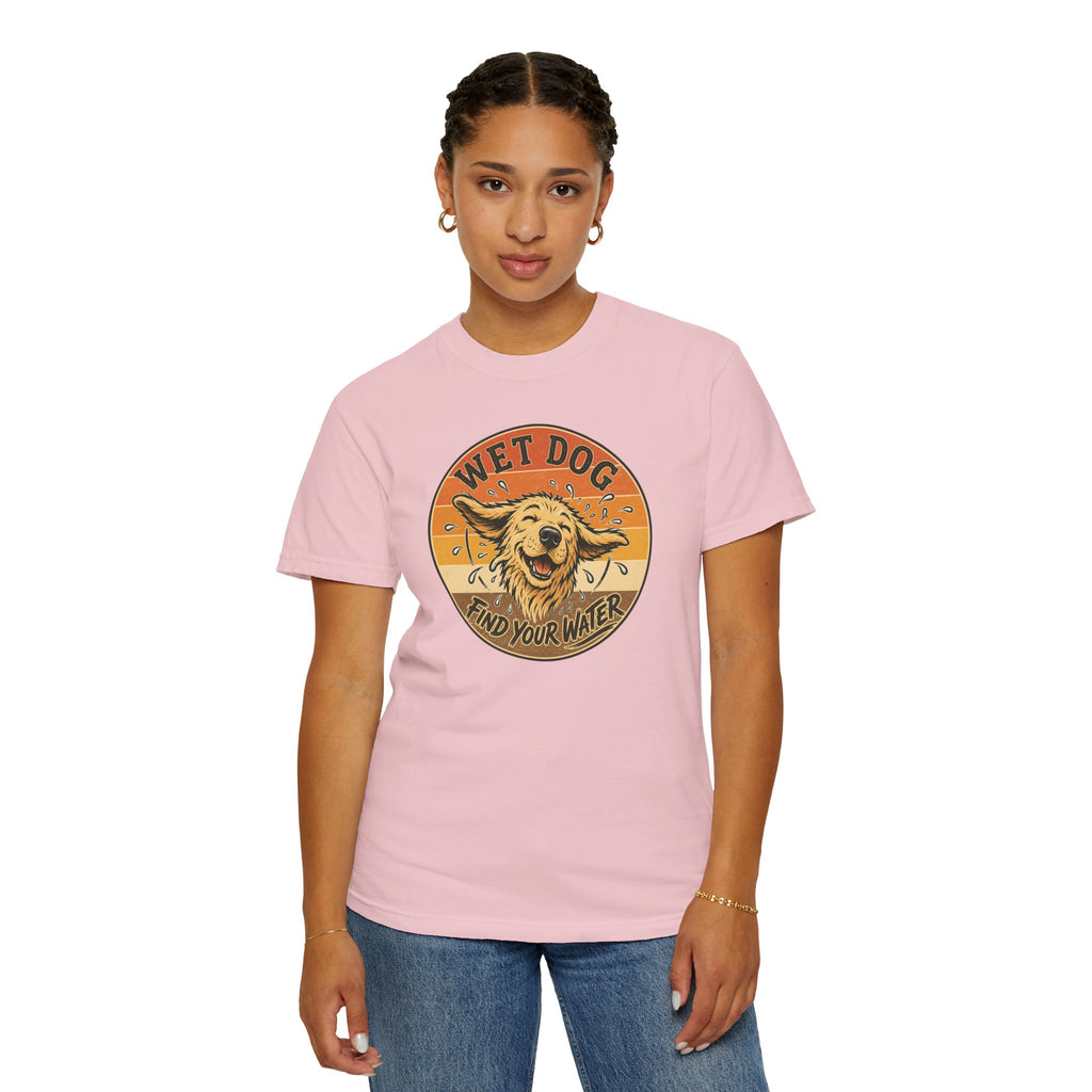 Wet Dog Find Your Water T-shirt | Retro Golden Retriever Graphic