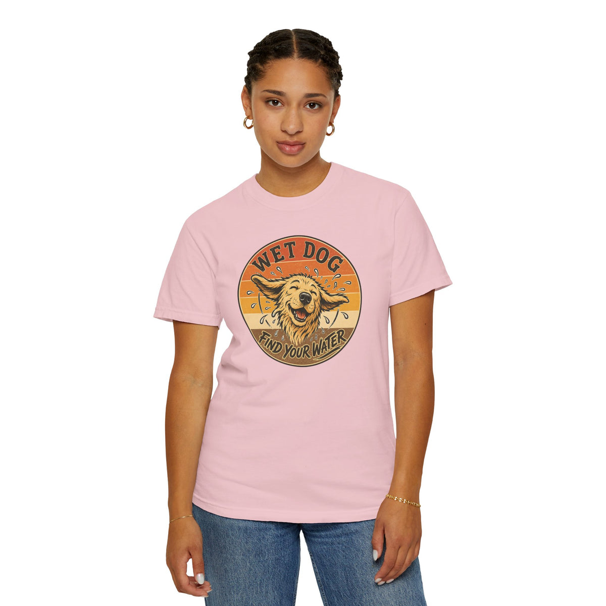 Wet Dog Find Your Water T-shirt | Retro Golden Retriever Graphic