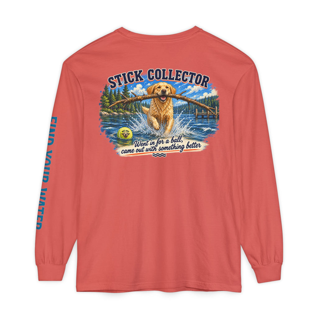 Wet Dog "Stick Collector" graphic Long Sleeve T-Shirt | find your water sleeve print