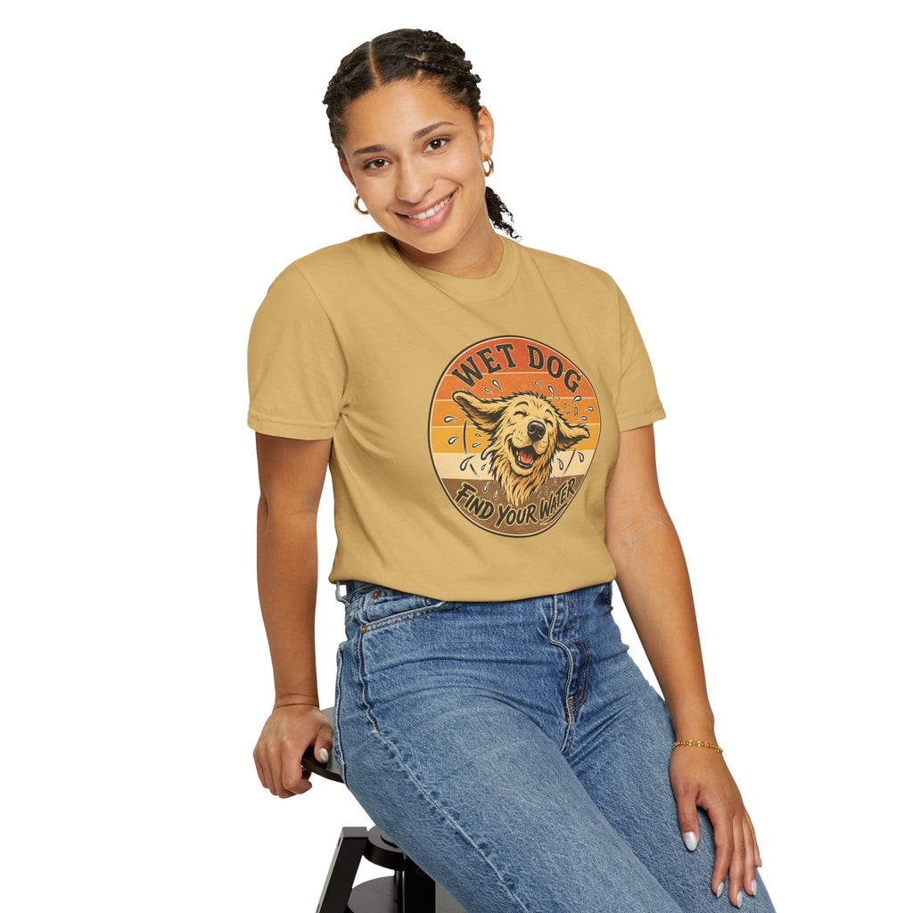 Wet Dog Find Your Water T-shirt | Retro Golden Retriever Graphic