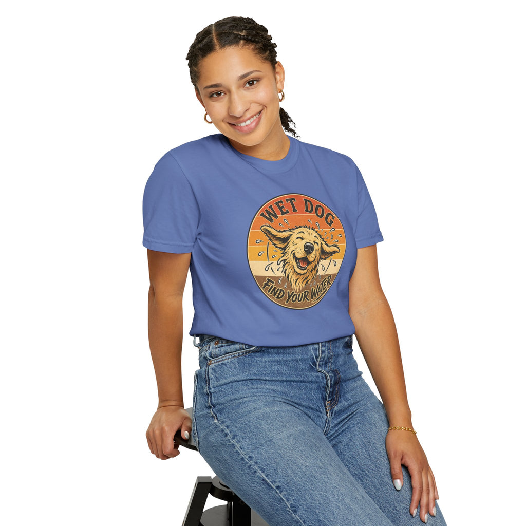 Wet Dog Find Your Water T-shirt | Retro Golden Retriever Graphic