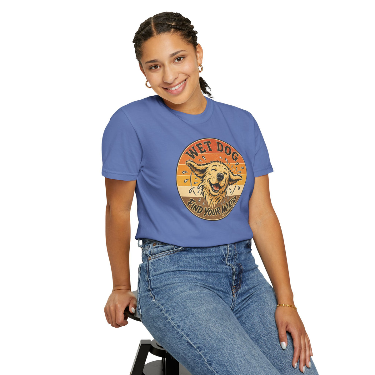 Wet Dog Find Your Water T-shirt | Retro Golden Retriever Graphic