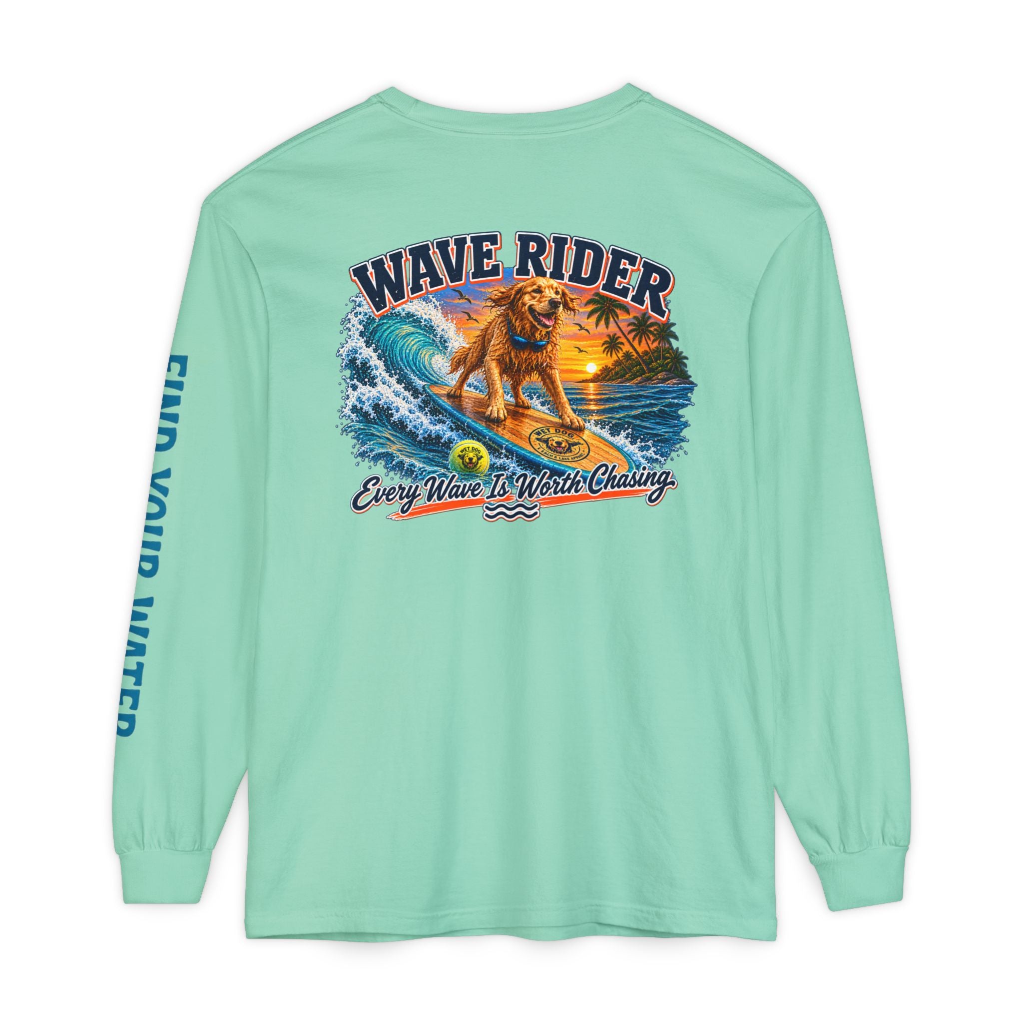 Wet Dog "Wave Rider" Long Sleeve T-Shirt | Find Your Water sleeve print