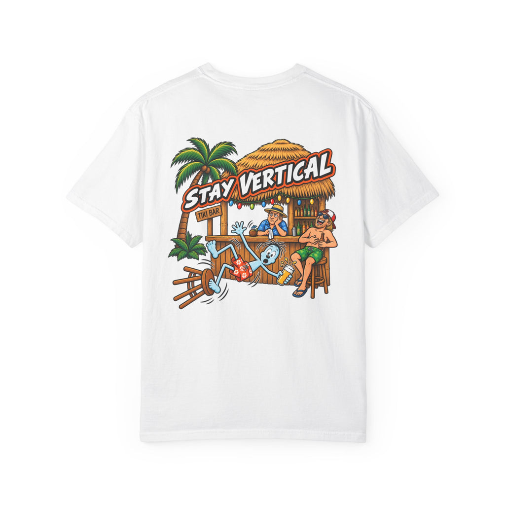 Stay Vertical Fall off Bar Stool T-shirt | Tropical Beach Bar Stool Fall