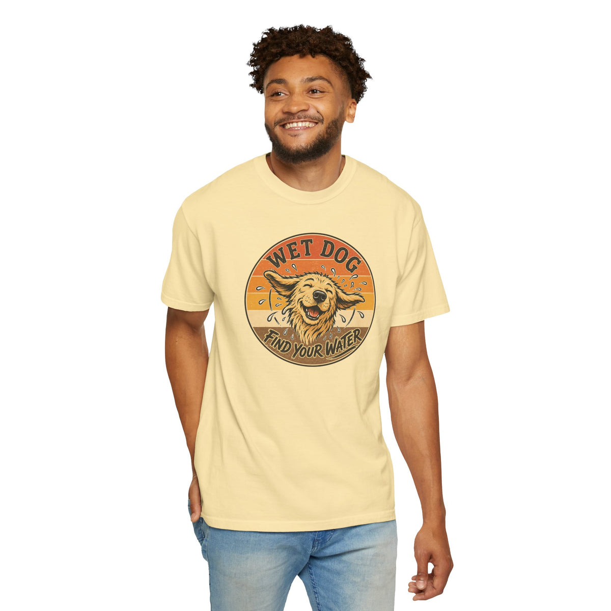 Wet Dog Find Your Water T-shirt | Retro Golden Retriever Graphic