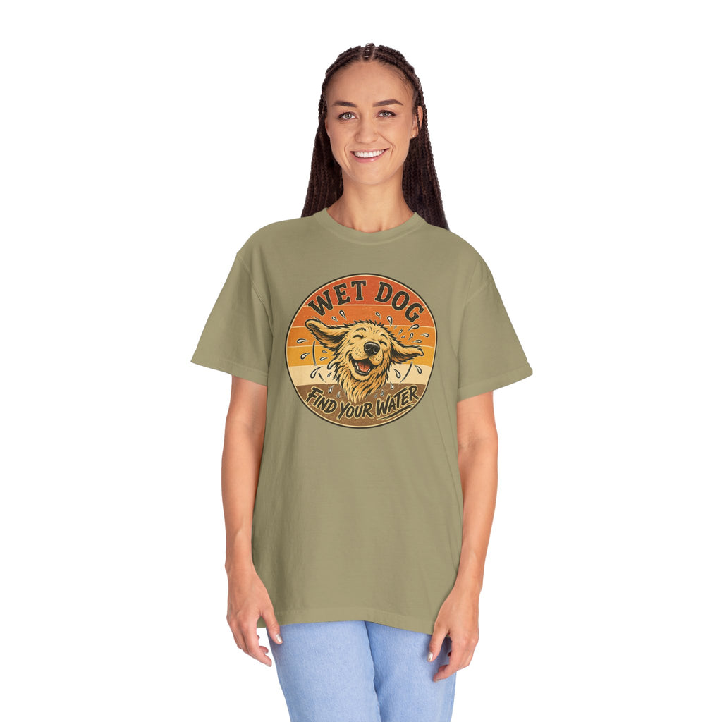 Wet Dog Find Your Water T-shirt | Retro Golden Retriever Graphic