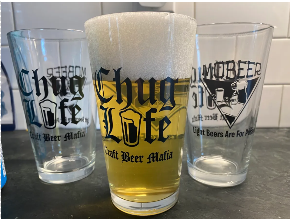 Chug Life , Light Beers Are For Pussies Pint Glass