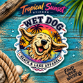 Wet Dog Tropical Sunset Sticker